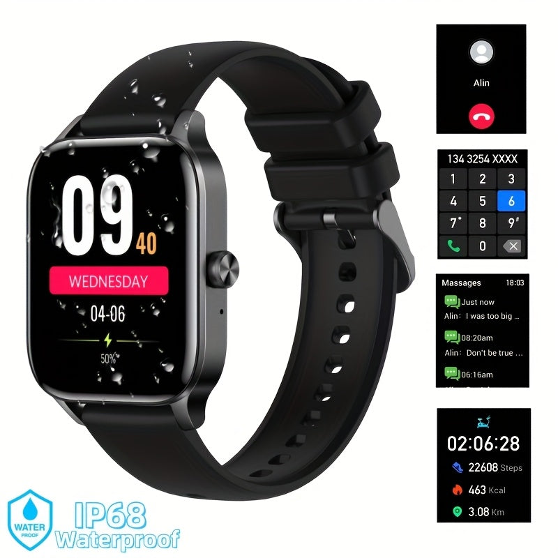 1.85 Sports Fitness Smartwatch Wireless Calling Message Music Control