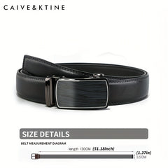 Caivektine Men's Cowhide Belt Business Casual Leather Belt Automatic Buckle
