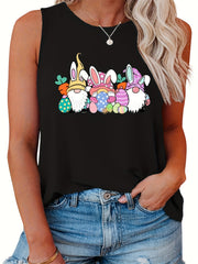 Easter Gnomes Print Plus Size Tank Top