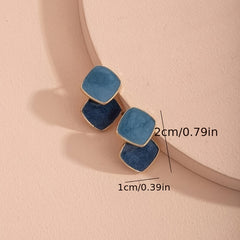 Square Epoxy Earrings 18K Plated Ear Jewelry For Women Girls
