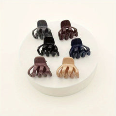 6pcs Mini Hair Claw Clip Solid Flower Shaped Hair Clip for Women Girls