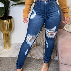  Skinny Jeans with High Stretch and Ripped Detail
