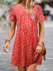  Geometric Print V Neck Dress