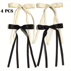4pcs Ribbon Bow Hair Clip Sweet Duck Billed Clip