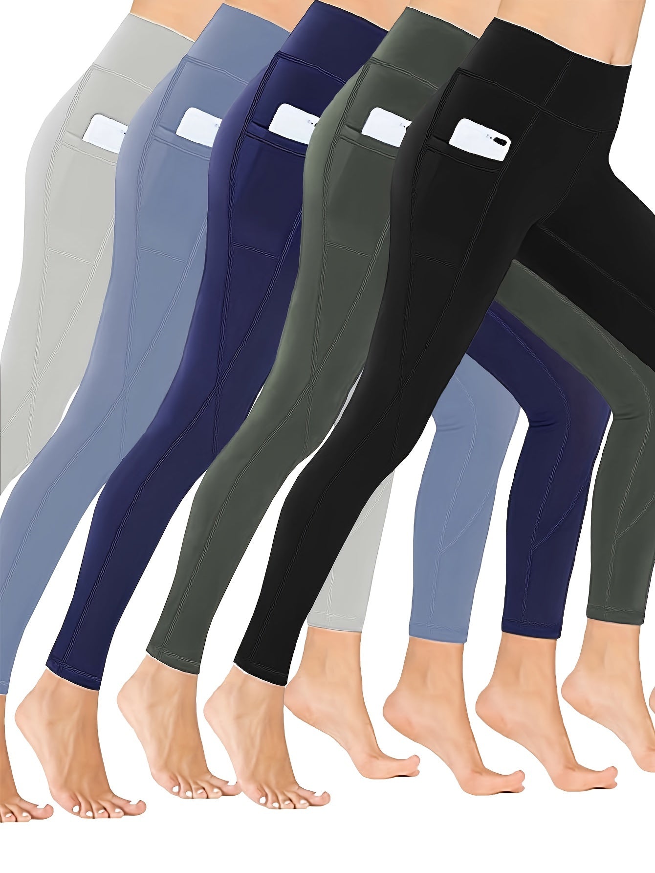 5 Pack Plus Size High Rise Sports Leggings Set
