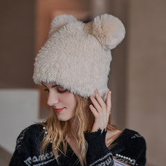 Bear Knitted Hat Women's Warm Hat Woolen Hat Embroidery Hip hop Cap