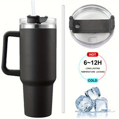 Stainless Steel Vacuum Flask 40oz with Handle, Thermal Bottle for Coffee