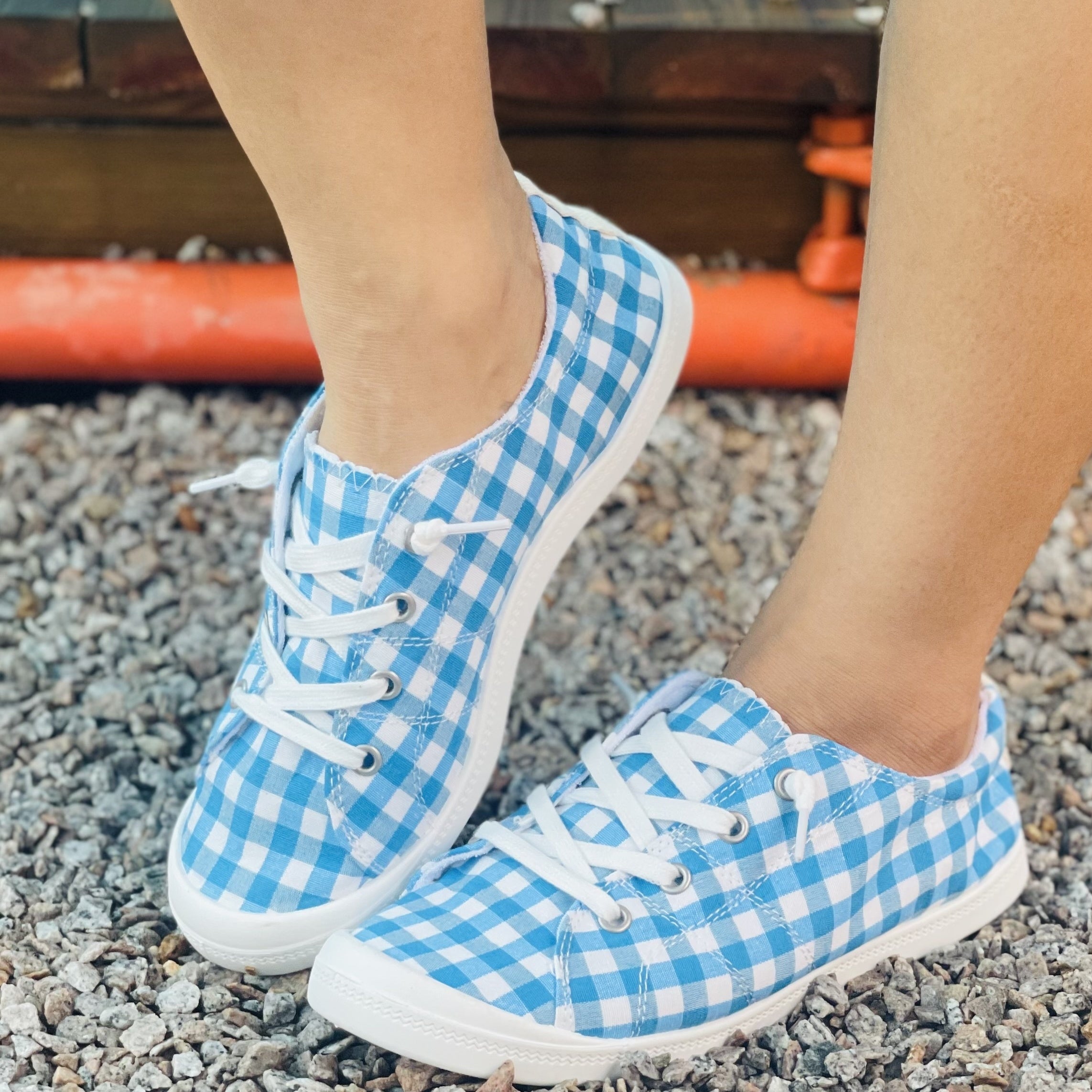 Plaid Canvas Shoes Women's Lace Up Lightweight Outdoor Casual Shoes