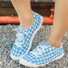 Plaid Canvas Shoes Women's Lace Up Lightweight Outdoor Casual Shoes