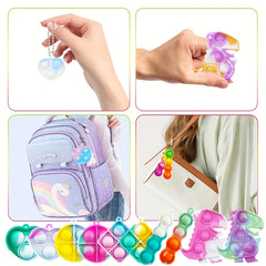 10pcs Mini Pop Toys Keychains Assorted Colors 5 Unique Shapes