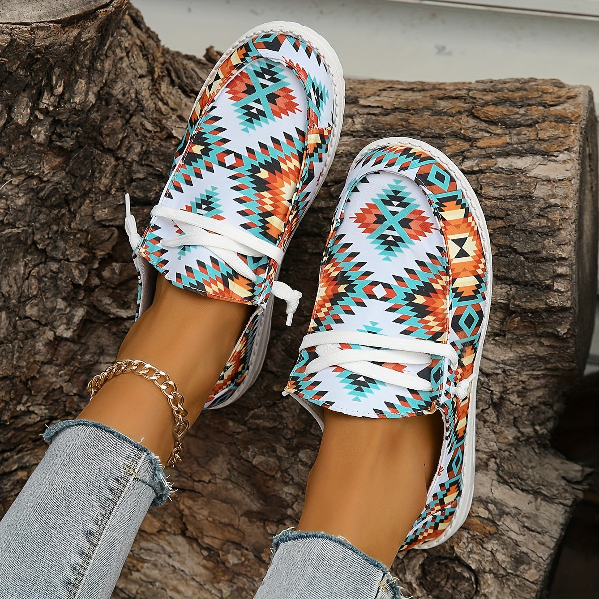 Women's Colorblock Slip On Flat Shoes Lightweight Canvas Low Round Toe