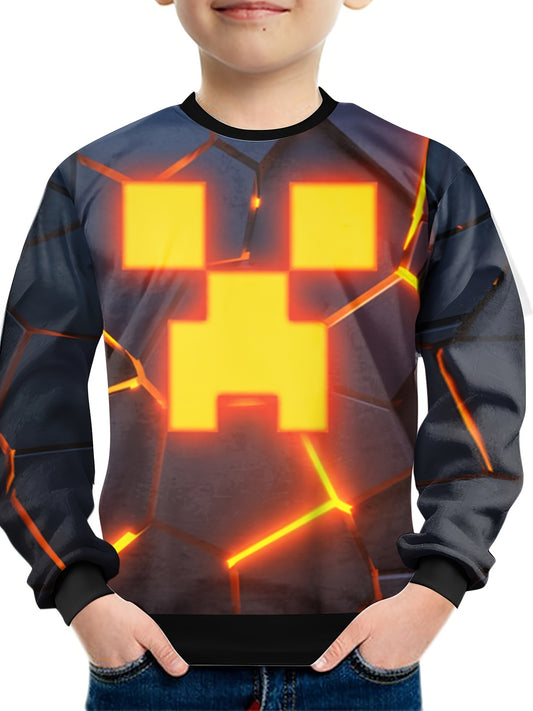 3D Pumpkin Face Print Kid's Sweatshirt Halloween Unisex Pullover