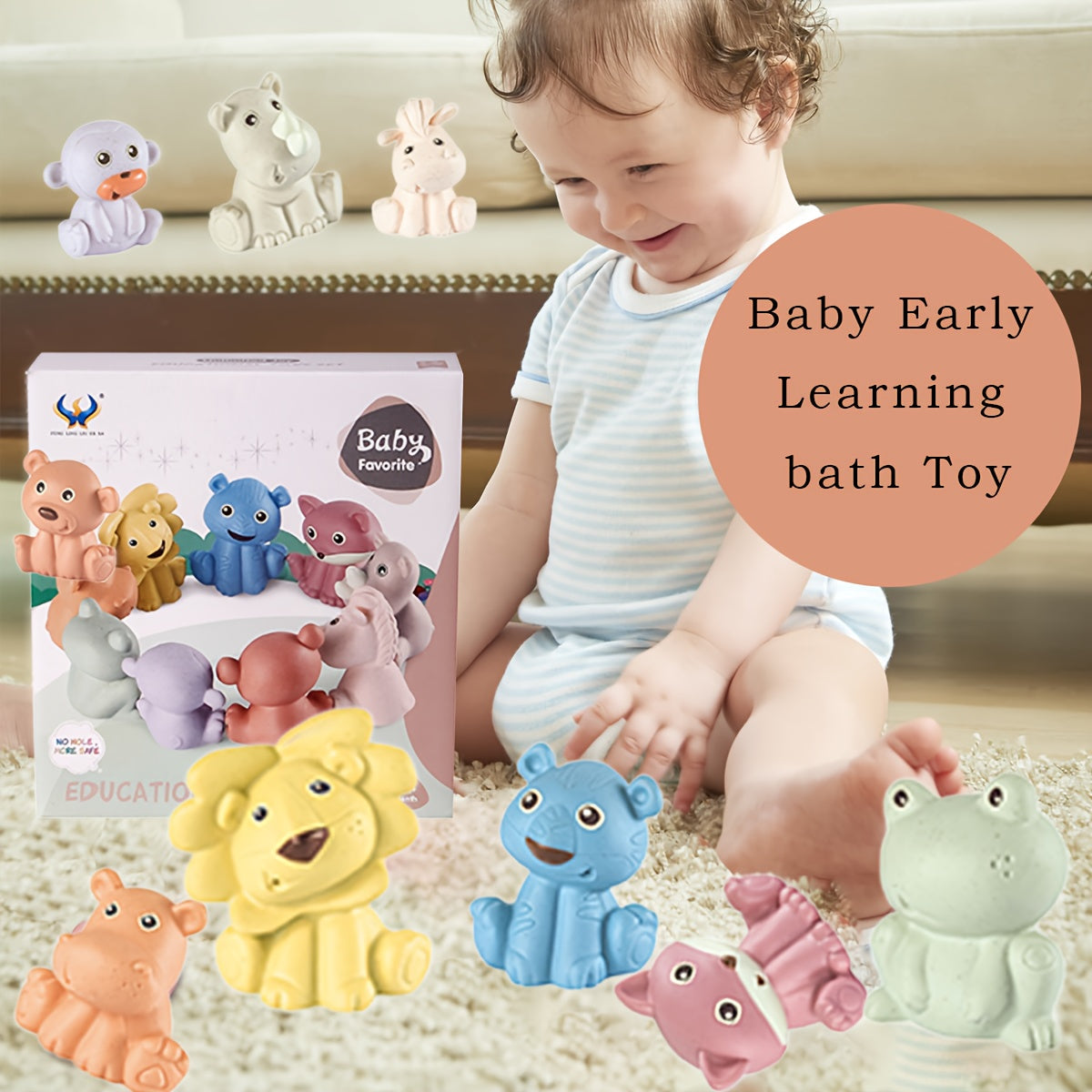 Baby Safe Soft Bath Animal Water Play Toy Set 9pcs