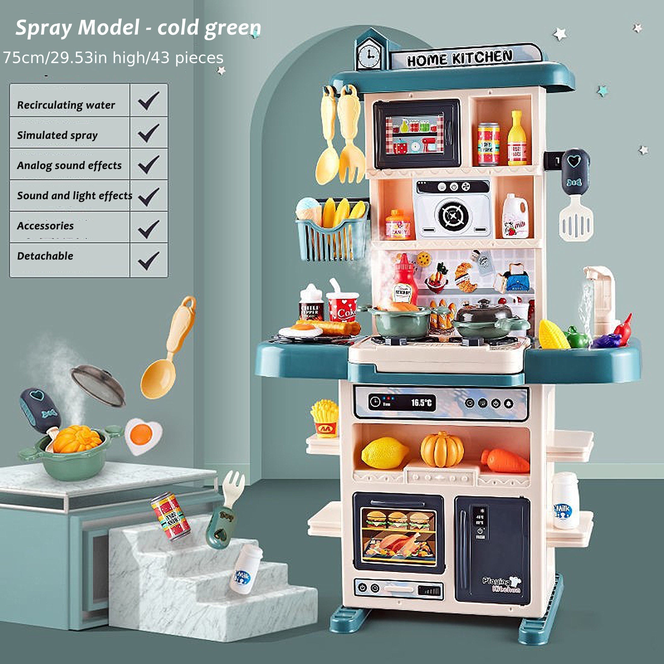 43pcs Pretend Play Kitchen Toys Cooking & Rice Cooking Set