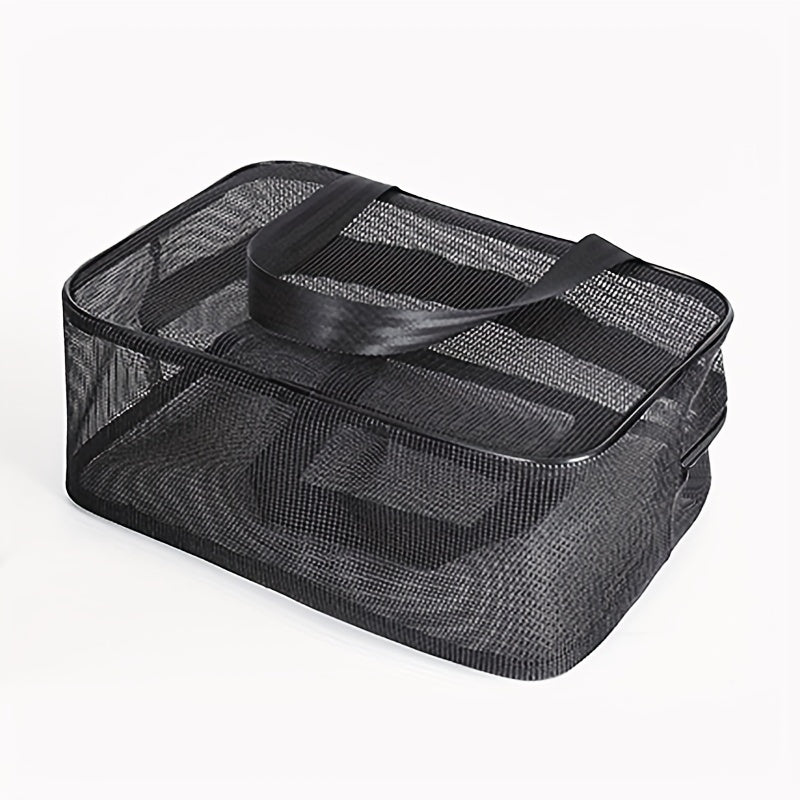 Mesh Toiletry Bag for Men and Women Portable Hand-held Bath Storage Cosmetic Bag