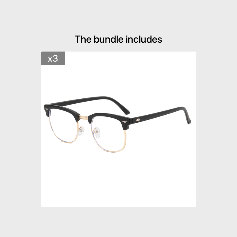 Classic Anti Light Glasses Frame Square Half Metal Half Frame