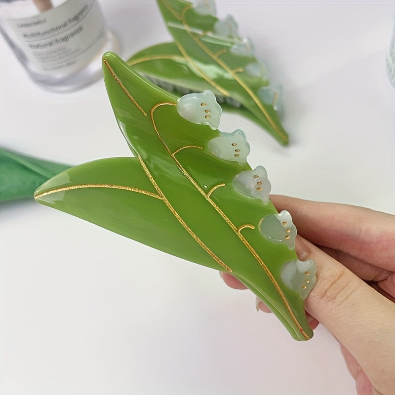Lily Flower Hair Claw Leaf Shape Shark Claw Hair Accessories For Women Girls