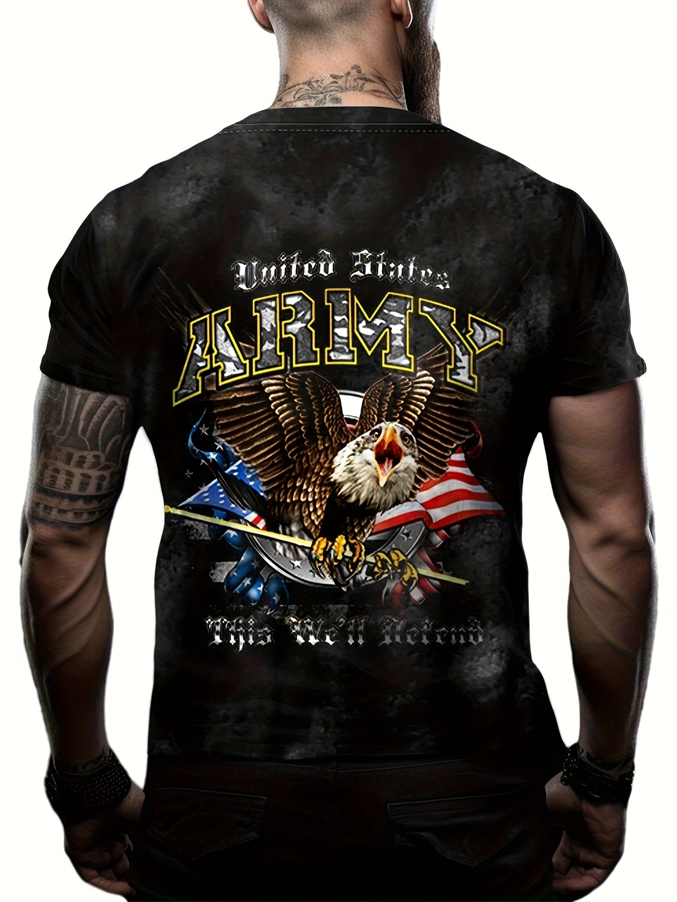 Men's Eagle Print Short Sleeve T-shirt Graphic Tee