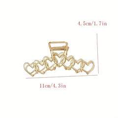 Golden Heart Shape Large Hair Claw for Women