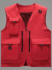 Men's Summer Outdoor Vest Breathable Zip Up & Thin Sleeveless Jacket