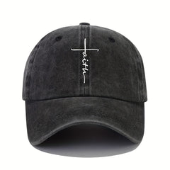 Vintage Distressed Baseball Cap With Faith Letter Sun Print