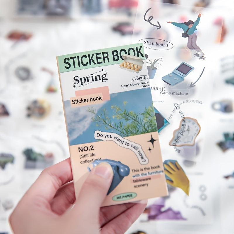 20pcs PET Flat Sticker Retro Literary Theme DIY Journal Decoration