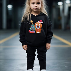 Girls Cartoon Biscuit Hoodie Sweatshirt and Sweatpants Set
