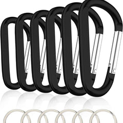 6pcs Carabiner Keychains with D Ring for Camping & Daily Use