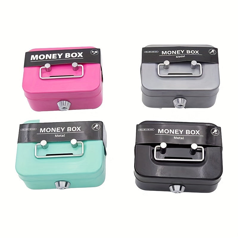 Mini Metal Money Storage Box Locking Lid Keys Household Organizer
