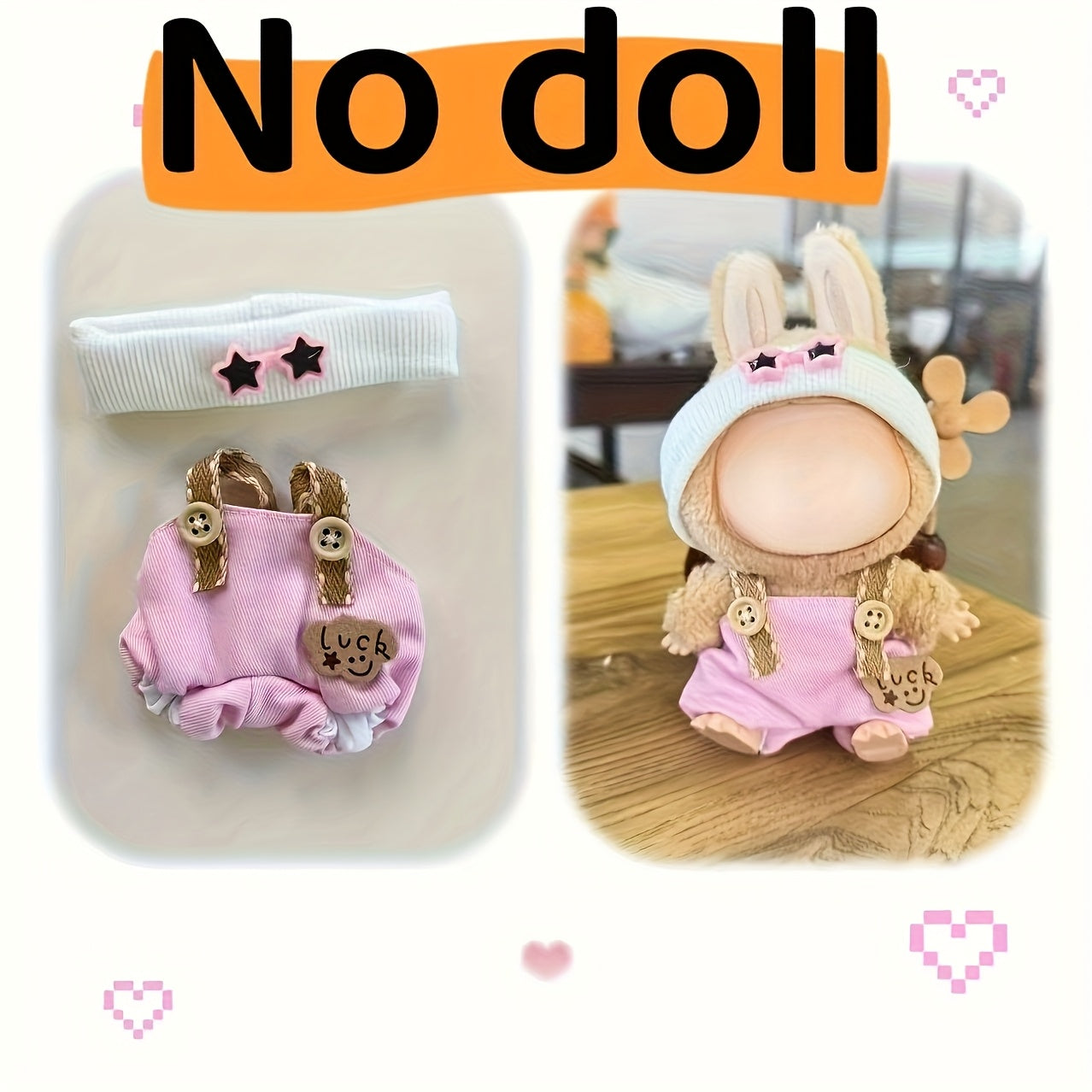 Doll Pendant Clothing Star Eye Overalls hat Set for 5-6 inch Dolls