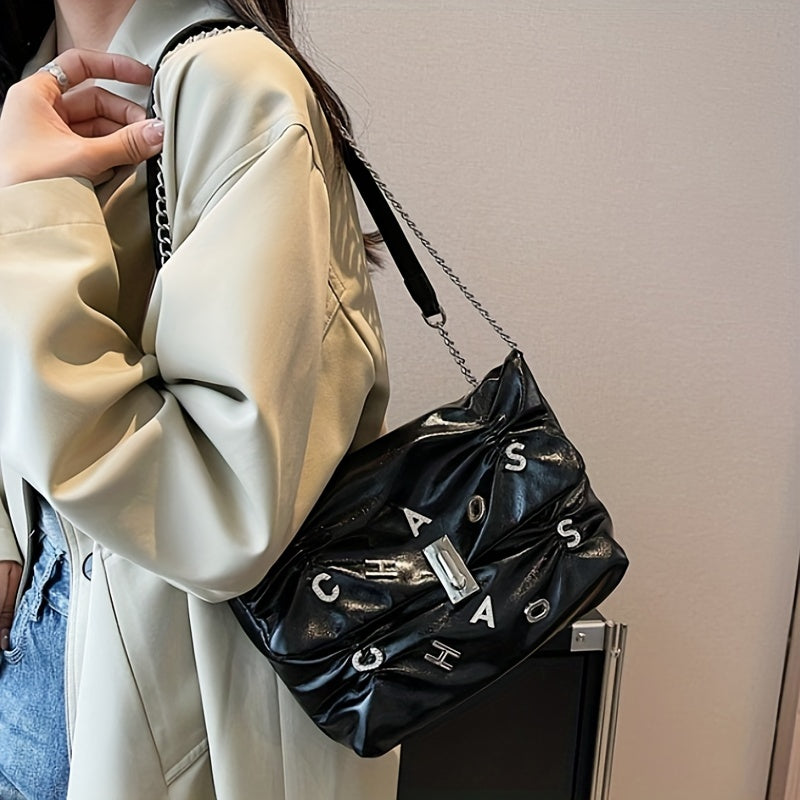 Rhinestone Letter Studded Crossbody Bag