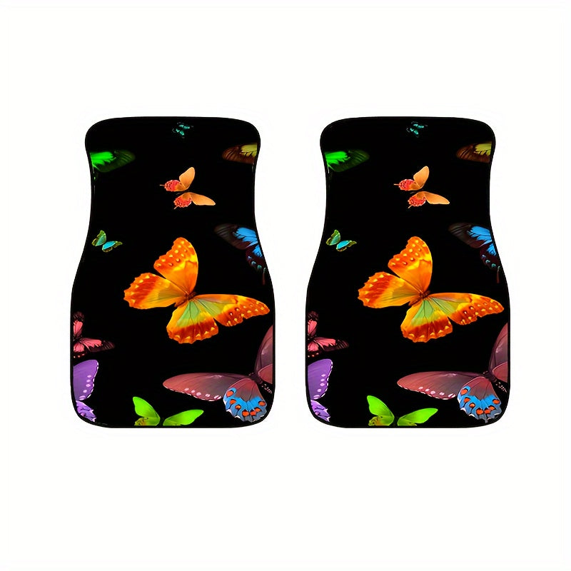 4pcs Colorful Butterfly Car Floor Mats Non-slip Stain Resistant Mats