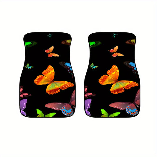 4pcs Colorful Butterfly Car Floor Mats Non-slip Stain Resistant Mats