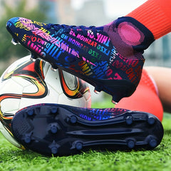 Letter Graphic Soccer Cleats High Top Athletic Sneakers