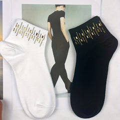 5 Pairs Rhinestone Crew Socks for Women