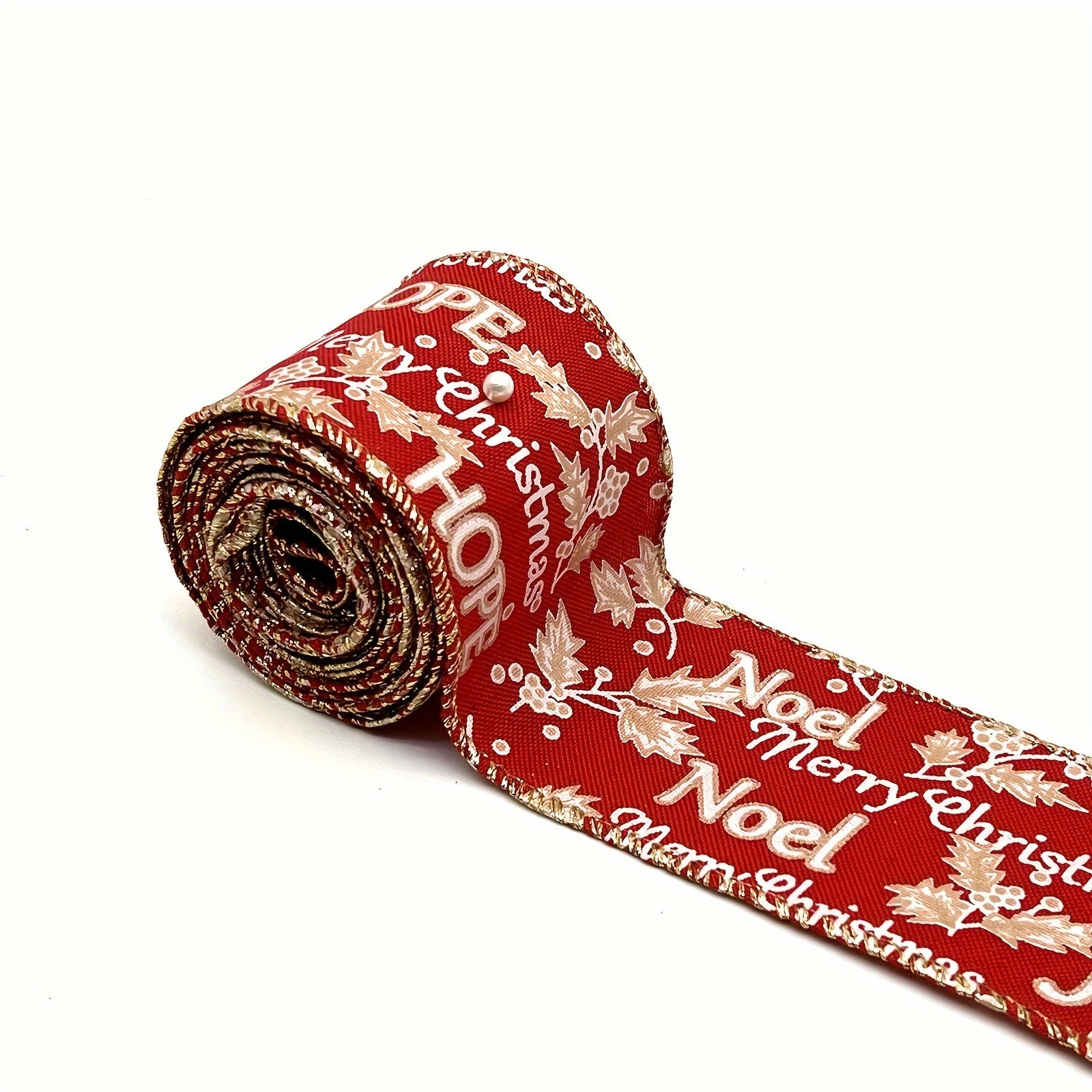 Christmas Wired Edge Ribbon Red Ribbon Merry Letter Ribbon For Gi