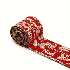 Christmas Wired Edge Ribbon Red Ribbon Merry Letter Ribbon For Gi