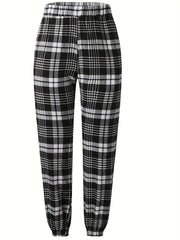  Plaid Print High Rise Jogger Trousers