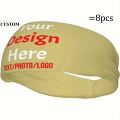 Custom Sweatbands 8 Pack - Quick Dry Non Slip Custom Sweatbands - Personalized