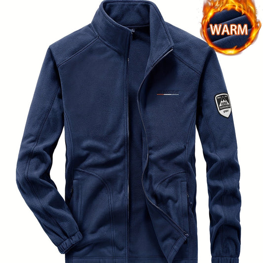 Men's Warm Fleece Solid Jacket for Autumn and Winter