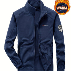 Men's Warm Fleece Solid Jacket for Autumn and Winter