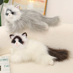 Ragdoll Cat Plush Toy Long Fur Stuffed Animal Mixed Colors