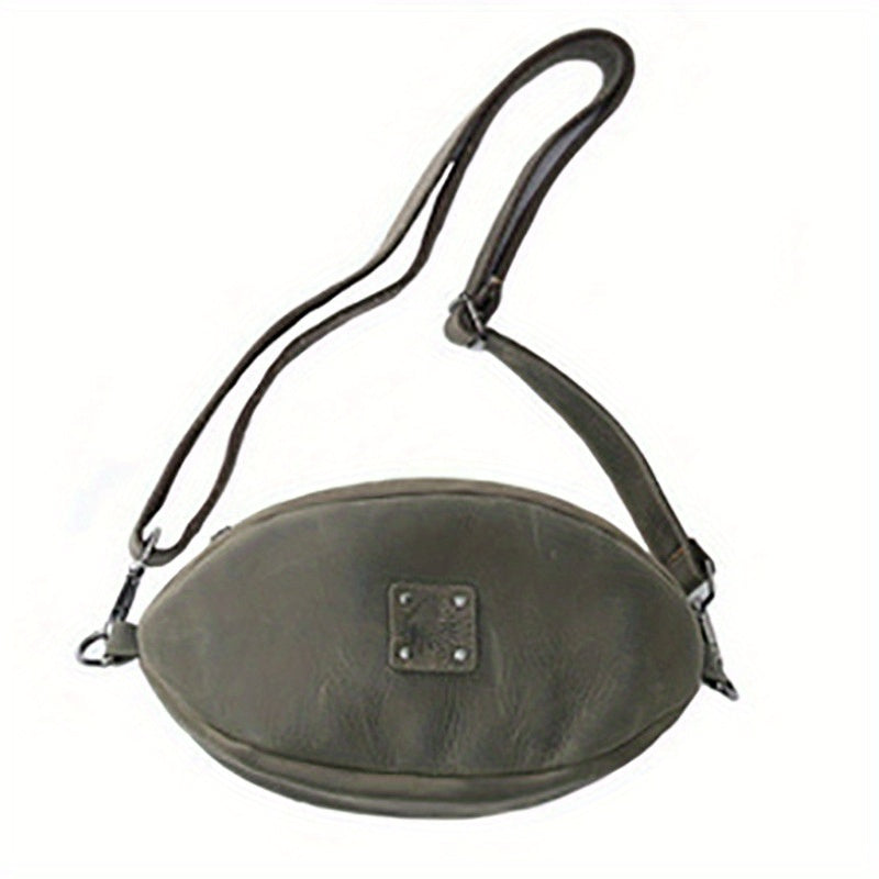 Cowhide Rugby Bag Men's Retro Crossbody Small Bag Leather Shoulder Bag