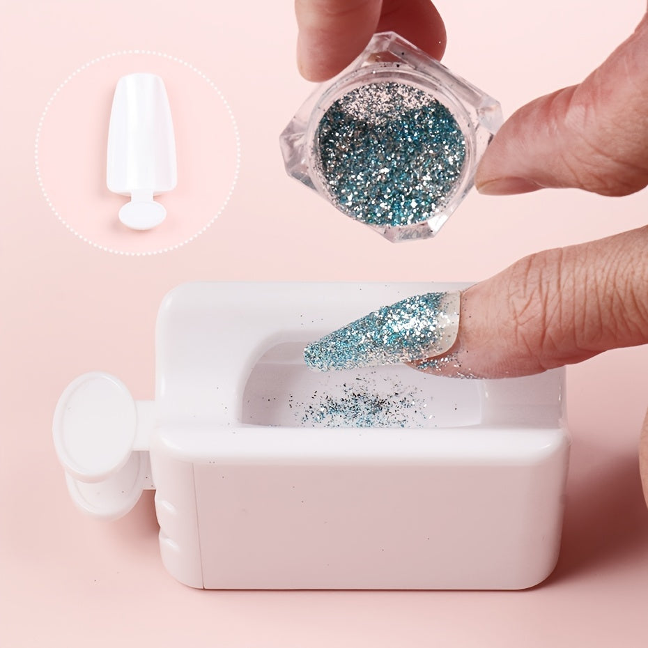 Nail Glitter Powder Recycling Box Double Layer Storage Case