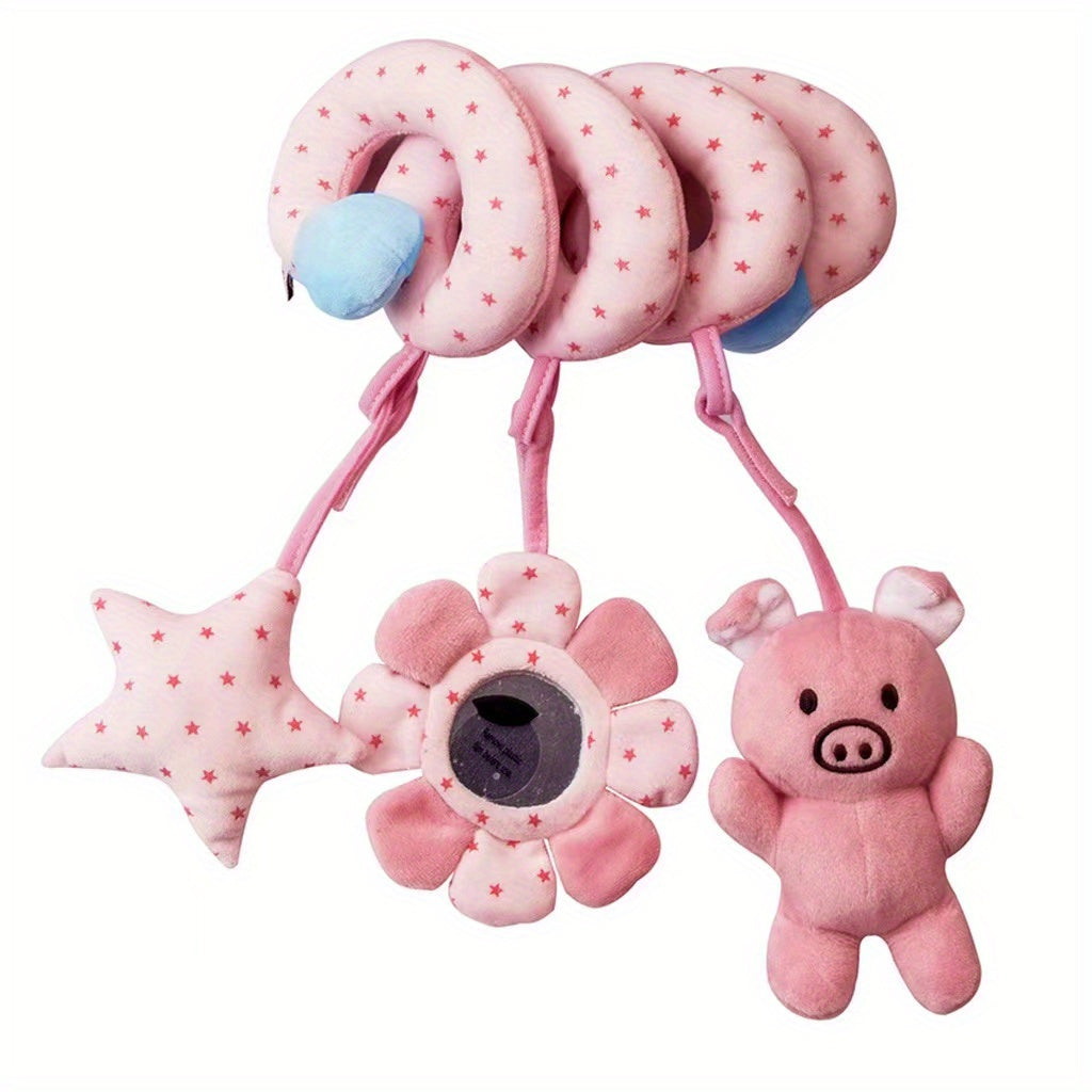 Cartoon Animal Rattle Sensory Toy for Babies Clip on Car Seat & Stroller Toys