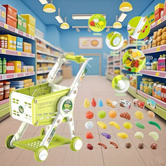 Mini Hand Pushed Shopping Cart Toy Doll Stroller Play Grocery Store Snack Basket