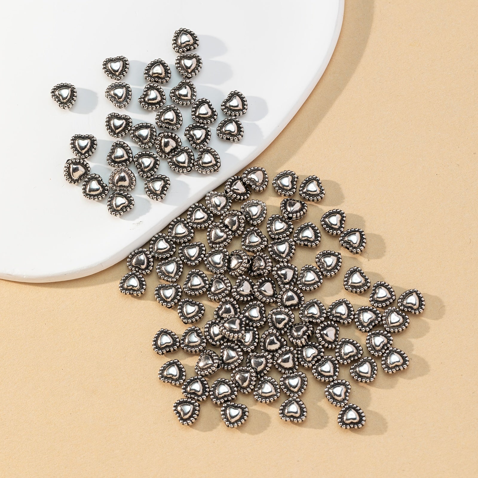 100pcs Retro Heart Beads DIY Jewelry Making Accessories