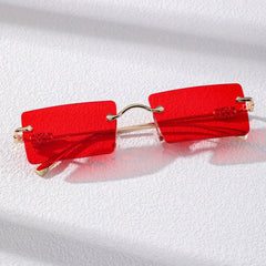 Vintage Rimless Sunglasses Thin Metal UV400
