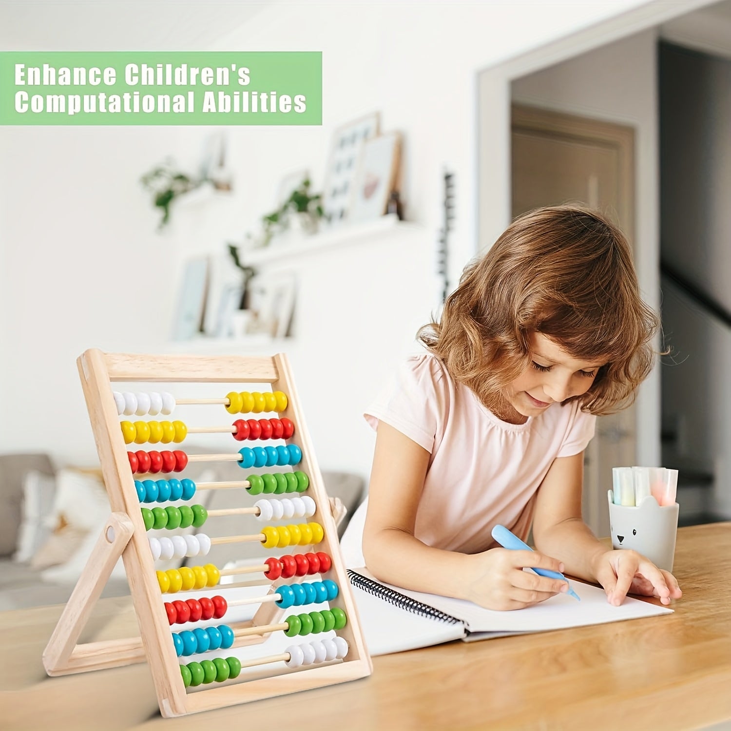 Educational Wooden Abacus for Kids with Multicolor Beads