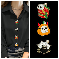2pcs Halloween Spider Pumpkin Shirt Buttons Set